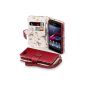 Sony Xperia Z1 COMPACT MOBILE LEATHER WALLET CASE COVER WITH CARDS FAN IN RED FLORAL INTERIOR, TERRAPIN Retailverpackung (Electronics)