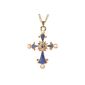 Replica Pendant Cross Chance - Sapphire and Pearl (Jewelry)