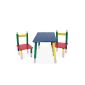 Group table and 2 chairs for children with pencil design