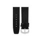 Watch strap 22mm black leather, lizard-optics, Length 75x115mm, aluminum buckle (clock)