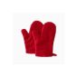 Ioven oven gloves, 2-part, silicone & cotton potholders (red)