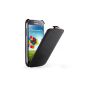 EasyAcc Samsung Galaxy S4 Mini Flip Case Case Case Case Case Cover Black, red seams, premium PU leather (Wireless Phone Accessory)