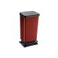 Rotho 7541080265 trash Paso, 40-liter, plastic in metal optics, with pedal mechanism, about 35.3 x 29.5 x 67.6 cm (LxWxH), red metallic (household goods)