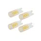 4X MENGS® G9 Dimmable 5W LED lamp 45x2835 SMD lamps with Ceramic and ACRYLIC material (480LM, warm white 3000K, AC 220-240V, 360 ° viewing angle, Ø15 x 48mm) energy-saving light very good for heat dissipation