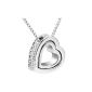 Austrian crystal double heart necklace jewelry chain with 45cm White Gold Plated (jewelry)