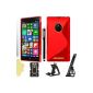 BAAS® Nokia Lumia 830 - S-Line Silicone Gel Case + 2X Screen Protector Film + Stylus + Office Support (Electronics)