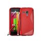 Supergets TPU Gel Case for Motorola Moto G with screen protector and cleaning cloth plus 2 capacitive stylus pens of different colors - Red - Red (Wireless Phone Accessory)
