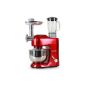 Klarstein Lucia Rossa Robot multifunction kitchen - complete food processor meat grinder, blender, beater, whisk (1200W Bowl 5-liter 6-speed) - Red