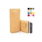 Snuggling iPhone 5S Leather Folio & iPhone 5 Leather Case in light brown genuine leather with compartment for business cards and debit cards, pull loop and Premium Nubuck lining (Wireless Phone Accessory)