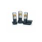 Gigaset A400A Trio DECT cordless telephone with voice mail, incl. 2 additional handsets, Black (Electronics)