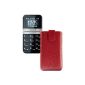 Original Favory Case Bag for / Swisstone BBM 320 / TTfone TT800 / 320C Swisstone BBM / Leather Case Mobile Phone Case Leather Case Cover Case Cover with flap retraction function * in Red (Electronics)