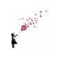 World Kids Wall Sticker Decal Adhesive - The Girl In Red Balloon In Butterflies, Banksy Style (50 x 40 cm) (Kitchen)