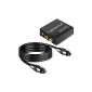 . kwmobile® | Digital Analog Audio Converters including Toslink cable (1.5m) | digital -> analog | SPDIF / Toslink / optical / coaxial jack on (Wireless Phone Accessory)