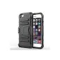 Moko Case iPhone Case 6 - Belt Clip Kickstand phone protection with screen protectors Rugged Case for iPhone 6 2014 Edition 4.7 Inch Smart Phone BLACK (Wireless Phone Accessory)