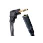 3.5 mm right angled stereo jack to jack headphones extension cable 1 m (electronic)