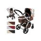 Combo Pram 2 in 1 carrycot and sport seat - Reversible seat facing forward / facing parents - washable - collapsible - with basket - VARIOUS COLORS