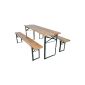 TecTake Table and wooden benches for camping garden party tent - 175 x 50 x 76 cm and 178 x 24.5 x 46 cm (Garden)