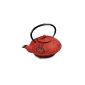 Cast Iron Teapot 800ml red flat and under - 216747035
