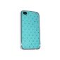 Hard shell turquoise blue quilted appearance touch rubber inserts with diamonds iPhone 4S (Electronics)