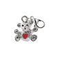 Lovely Charm Pendant Color Silver Form of Teddy Bear With Heart Red Tie Clip On For Bracelets Bangles For VAGA © (Jewelry)