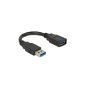 Delock Extension Cable USB 3.0 Plug to Jack, 15 cm (Accessories)