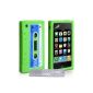 Yousave Accessories TM Stylish Green Blue And White Retro Cassette Tape Silicone Gel Protective Cover for Apple iPhone 3 / 3G / 3GS with screen protector film and Grey Microfiber Polishing Cloth (Electronics)