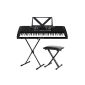 Funkey 61 Keyboard Black incl. Height adjustable stand and bench (61 keys, 100 tones, 100 rhythms, 8 demo songs, power supply, music stand)