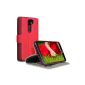 LG G2 phone Leather Case Cover with stand FUNCTION card slots, COVERT Retailverpackung (RED) (Accessories)