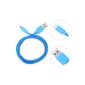 3x | HTC / Sony / LG / Huawei / Google Micro USB Charger Cable Cord Light Blue (Electronics)