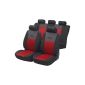 Walser 12467 Car Seat Cover Racing red, complete set, side airbags suitable, TÜV tested with ABE (Automotive)