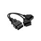 CARCHET® OBD-II OBD2 Extension Cable Diagnostic Extender 16pin male to 2 female 31cm