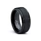 Ultimate Metals Co. Tungsten Wedding Ring Black - Ring For Men Finish Matte Satin Brushed, 8 mm Interior Comfort Size 72.5 (Jewelry)