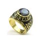 Konov Jewelry Ring Man - Eagle US ARMY - Cubic Zirconia - Stainless Steel - Rings - Fantasy - Men - Colour Gold Black - With Gift Bag - F22870 - Size 74 (Jewelry)