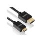 deleyCON 3m mini HDMI cable SLIM High Speed ​​with Ethernet (Neuster Standard) 3D 4K ULTRA HD super flexible (Electronics)