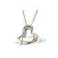 Vaquetas Ladies Necklace Heart 585 bicolour gold 3 diamonds colorless 0,03ct He C08GW (jewelry)