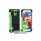 Yousave Accessories Samsung Galaxy S5 Accessories [Green / Black Tough silicone handle combo] case [with stylus pen] (Wireless Phone Accessory)