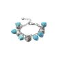 Bracelet with charms flowers and hearts natural turquoise (Jewelry)