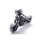 Konov Jewellery Steel Gothic Skull Skull Motorcycle Men's pendant with 70cm chain necklace Biker, Black silver (jewelery)