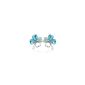 Ears Pierced Clover Four Leaf Lucky - Crystal - Blue (Jewelry)