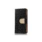 BestCool Twinkling White Rhinestone Bling Diamond Magnetic PU Leather Case for Samsung Galaxy Mini S5 / MS-G800 (with Stand) - Black (Electronics)