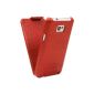 Issentiel - Samsung Galaxy S2 Cover Leather Case Cover with Ultra Luxury Collection Opening Thin Red Grained
