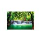 Photo Wall Mural titled Paradise - Wall picture Waterfall in the forest - wall Image of the jungle and river Kanchanaburi Thailand If Sawa - Wall decoration XXL 210 cm x 140 cm (Tools & Accessories)