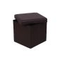 Songmics 38x38x38 cm Stool Pouf Cube Dice Foldable Safe Storage Brown LSF10B