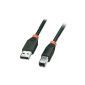 Lindy 31843 - USB 2.0 cable Type A male to Type B plug - black - 0,5m