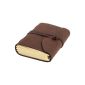 INDIARY luxury notebook made of genuine leather and handmade paper suede-A5-Brown (Office supplies & stationery)