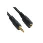 World of Data® 1m 3.5mm Audio Jack Extender - Wiring Premium Quality - gold plated copper wire -100% (not Aluminium) - Stereo - Black color - male to female (MF) - 1.0 m (Electronics )
