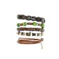 Neptune Giftware of Wooden beads 5 / coudon & Surf surfer style leather bracelets Bracelets - (a BRACELET wrist MAX has a size of 17 cm) - 217 (Jewelry)