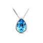 Crystal Pendant Necklace Water Drop Swarovski - Aquamarine (Jewelry)
