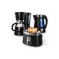 Set Klarstein Sunday Morning breakfast with coffee maker, kettle and toaster - black