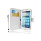 Luxury Wallet Case Cover White for Acer Liquid E 2 Duo and 3 + PEN FILM OFFERED !!  (Electronic devices)